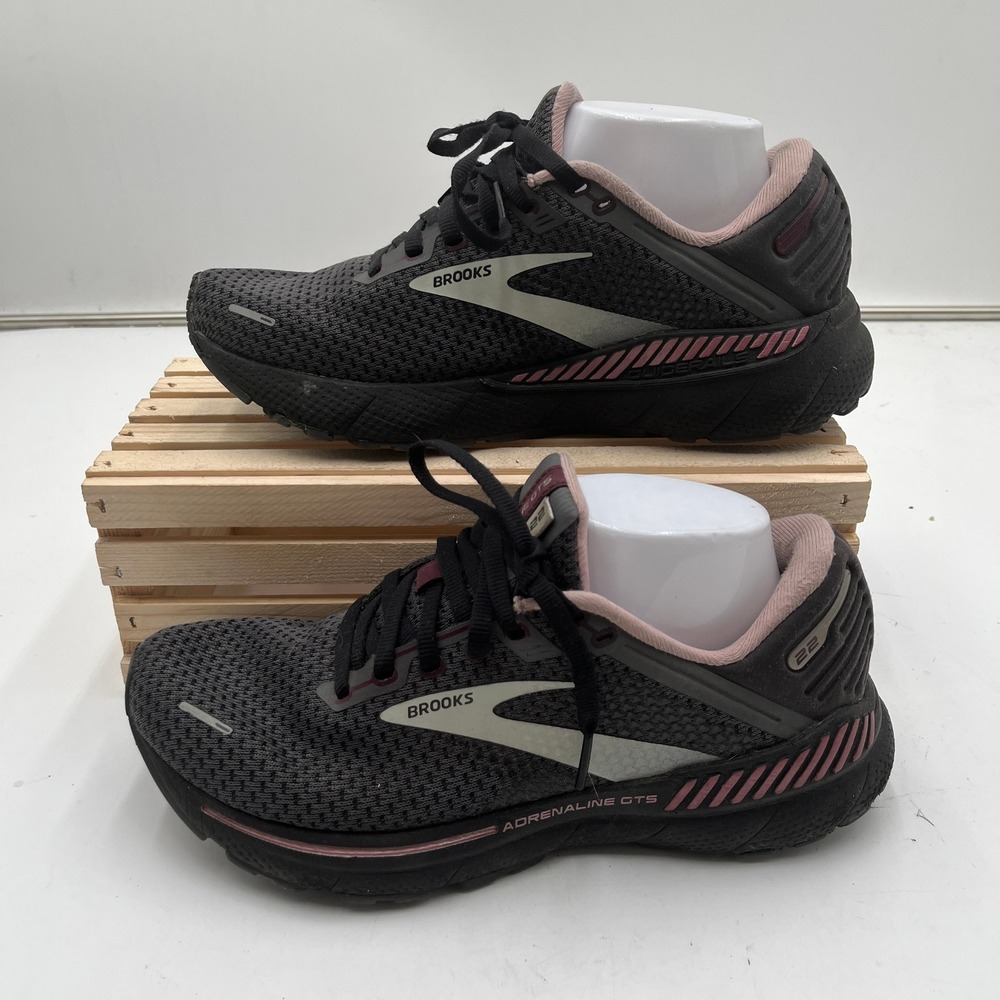 Brooks Running Shoes Adrenaline GTS 22 GuideRails Black Pink Women 8.5